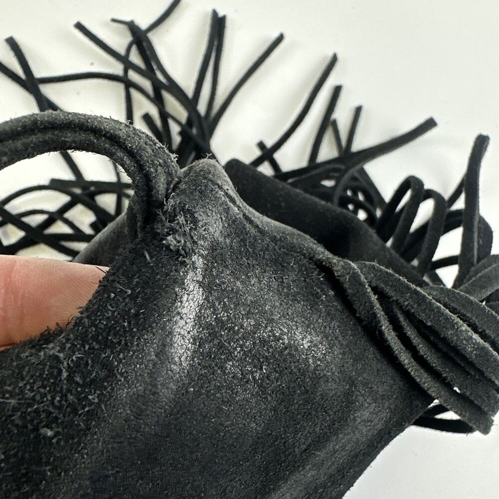 Monserat de Lucca Black Suede Fringe Trim Purse Crossbody Bag Zip Festival Boho - Picture 16 of 16
